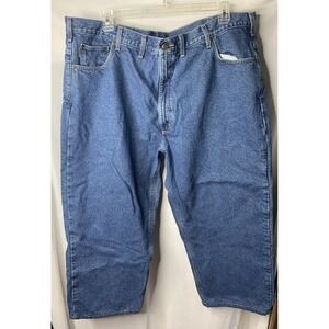 Mens 42x25 Carhartt B172 DST Flannel‎ Lined Warm Blue Work  Jeans Short Man